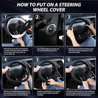 SEG Direct Flat Bottom Steering Wheel Cover, D Shaped Car Wheel Cover 14-14 1/4 in. (35.5-36 cm), for Tesla Model 3 / Y, for 