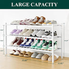 Smiry Shoe Rack, 3 Tier Long Bamboo Shoe Organizer, Stackable Free Standing Wooden Shoe Storage Shelf for Closet, Entryway, F