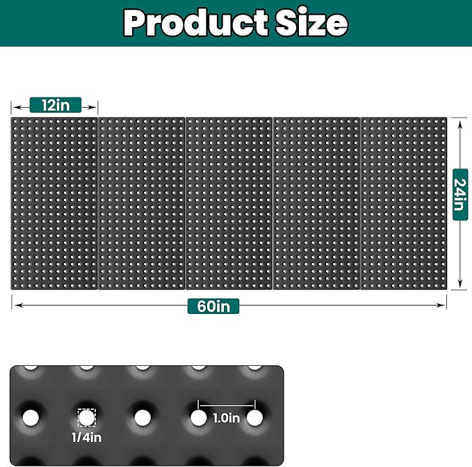 EVERHANGER Metal Pegboard Panels 24" x 12", Heavy Duty Steel Peg Boards for Garage, Pegboard Wall Organizer for Tool Storage 