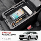 Autorder Center Console Organizer for 2023 2024 2025 2026 Honda CRV Accessories Center Console Storage Box Secondary Insert Tray Black & Red Non-Slip Silicone Mats