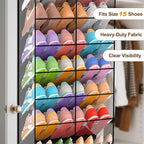 20-30 Pairs Over the Door Shoe Organizer, Transparent PVC Hanging Shoe Rack for Closet, 10-Tier Door Shoes Storage, Crystal-C
