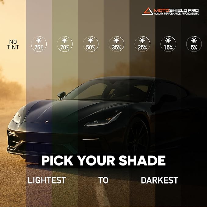 MotoShield Pro 15% VLT Nano Ceramic Window Tint for Car 30” in x 25’ ft 2PLY Roll High Heat Rejection & Glare Reduction Auto Tint Privacy Film, Rejects up to 99% IRR, 99% UV Blocking, Easy DIY Shrink