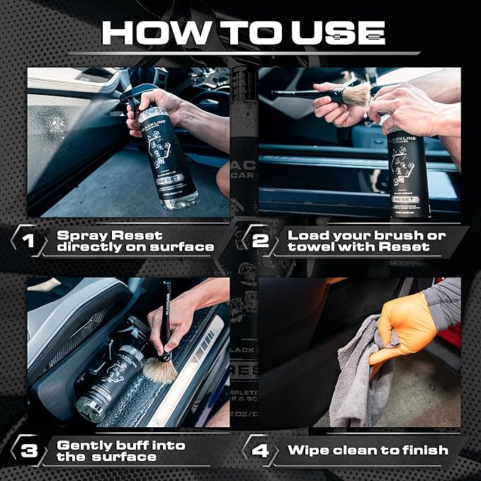 Blackline Luxury Scented Leather Interior Car Cleaner Reset Deep Cleans & Deodorizes All Surfaces, pH-Neutral High-Foam Formu
