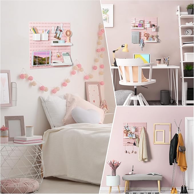 VUSIGN Pegboard Combination Wall Organizer Kit, 4 Pieces Pegboards and 17 Accessories Modular Hanging, Wall Mount Display Peg