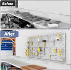 WALMANN 6-Pack 12"x16" Metal Pegboard Panels for Garage, Tool Organizer Pegboards for Pegboard Hooks - Compatible with 1/8" &