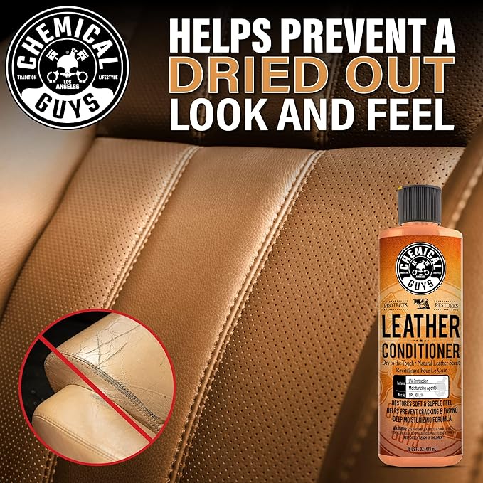 Chemical Guys Leather Cleaner and Conditioner Kit - 2 Bottles (4 oz Each), Car Cleaner and Conditioner, Safely Cleans & Condi