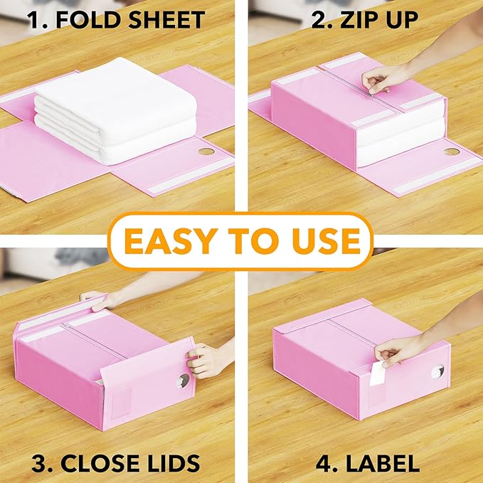 SpaceAid 6 Pack Bed Sheet Organizers and Storage, Foldable Sheet Organizer with Window for Linen Closet, Set Folder Keeper fo
