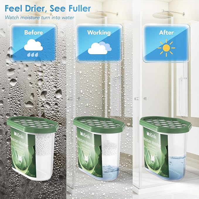 Moisture Absorbers, Efficient Fresh Scent Humidity Absorber & Odor Eliminator Boxes, Refillable Car Dehumidifier for Closet,