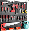Peg Board,Total 32” x 32”, 68PCS Heavy Duty Metal Pegboard with Hooks, 4 Pack Black Peg Board Panels, 50lbs Load Capacity Eac