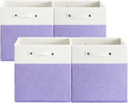 FinishingBo 13 x 13 Inch Fine Linen Storage Bins with Handles，Fabric Cube Boxs，Basket Organizers for Shelves for Home, Closet