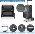 KEDSUM 2 in 1 Shopping Carts for Groceries, 330 lbs Grocery Cart on Wheels, Foldable Utility Carts with Wheels, Hand Truck with Waterproof Tote Bag for Shopping, School, Laundry, Craft Show, Black