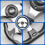 NOKINS Golf Cart Steering Wheel, Universal for EZGO TXT/RXV/Club Car DS/Precedent/Yamaha Fit Most Golf Cart (D Shape Carbon Fiber)
