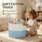 JMvicyroam 65L Extra Large Blanket Basket for Living Room - Woven Cotton Rope Laundry Hamper with Reinforced Handles - Storag