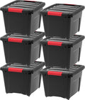IRIS USA 19 QT Plastic Storage Box with Lid and Latches - 6 Pack - BPA-Free, Garage Organizing Solution, Durable Nestable Sta