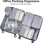 Packing Cubes for Travel-10 Set Luggage Organizer Bags for Family, Mesh Breathable Packing Cubes for Suitcases Durable Travel