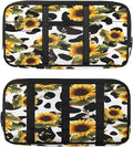 Car Sun Visor Organizer,Cow-Print Sunflower Auto Interior Accessories Pocket Organizer Glasses Clip， Truck SUV Storage Pouch Holder with Double Zipper Pockets