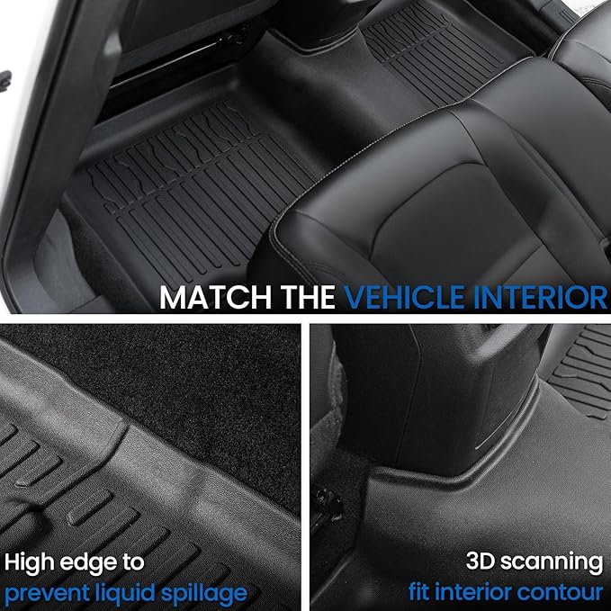 Floor Mats Cargo Mat Set for 2015-2019 Ford Explorer 7 Seats, All Weather TPE Cargo Liner Trunk Lower Mat Door Sill Guards Accessories (15-19 | 7 Seats Floor Mats Set)