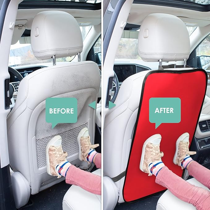 FH Group Faux Leather Back Seat Kick Protectors, Heavy Duty Car Kick Mats for Kids –2-Pack Back Seat Protector for Driver and