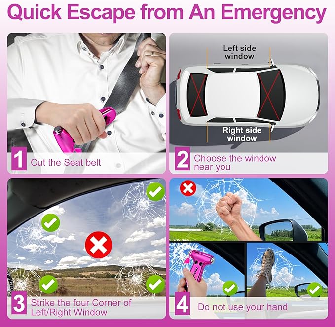 Window Breaker, Emergency Escape Hammer, 3-in-1 Window Breaker & Seat Belt Cutter, Window Glass Breaker, Car Safety Tool for 