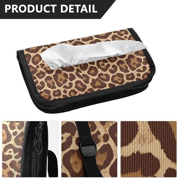 Car Tissue Holder Car Visor Organizer Tissue Box Holder for Car Sun Visor Organizer with Car Vehicle Accessories Essentials Interior for Women Men Light Leopard Print