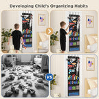 Over the Door Organizer for Toy Guns, Toys Storage Door Hanger with Pockets and Slots for Kids Foam Blasters, Darts, Goggles,