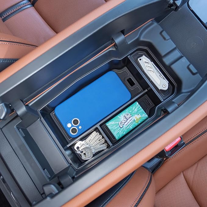 Center Console Organizer Tray Compatible with 2026 2025 2024 2023 Mazda CX-50 Armrest Organizer Tray Secondary Storage ABS Plastic Accessories