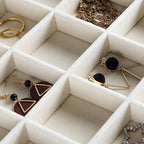 Frebeauty Velvet Jewelry Tray,35 Grid Jewelry Organizer with Clear Lid,Earring Holder Organizer Case with Clasp,Drawer Insert