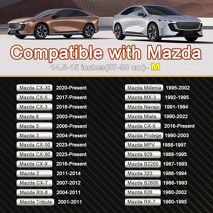 West Llama Car Steering Wheel Cover for Mazda 3,5,6,CX-3,CX-5,CX-30,CX-50,CX9,CX-9,MX-5 Miata,CX-7,RX-8,14.5-15 inches(Diamon