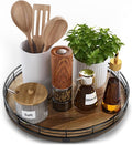 Acacia Wood 12" Lazy Susan Turntable Organizer for Table Top, Farmhouse Round Wooden Lazy Susan for Cabinet Kitchen Centerpie