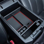 JKCOVER Center Console Organizer Tray Compatible with Toyota 4Runner 2010-2021 2022 2023 2024 and Kia Telluride 2020-2024 2025 Accessories Armrest Box Secondary Storage ABS Black Materials（RED Trim