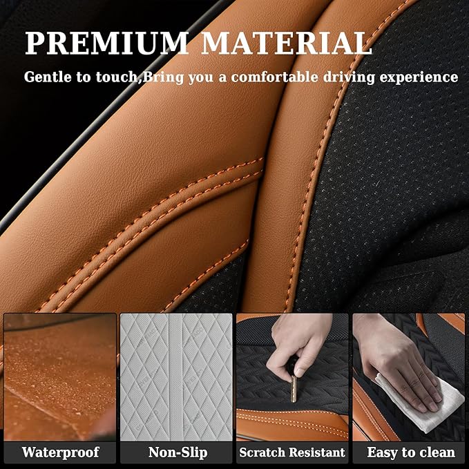 Coverado Car Seat Cover, Front Seat Cover, 2PCS Car Seat Protector, Seat Covers for Cars, Breathable Faux Leather Car Seat Cu