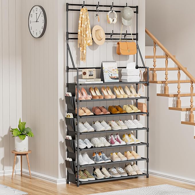 OYREL Shoe Rack 7 Tier Sturdy Shoe Racks for Closet Shoes Organizer for 28-35 Pairs Large Capacity Shoe Storage Rack with Mul