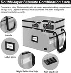 Fireproof Document Box with Lock, 2-Layer File Box Storage Organizer with 5 Tabs& Insert, Portable File Cabinet Storage Box w