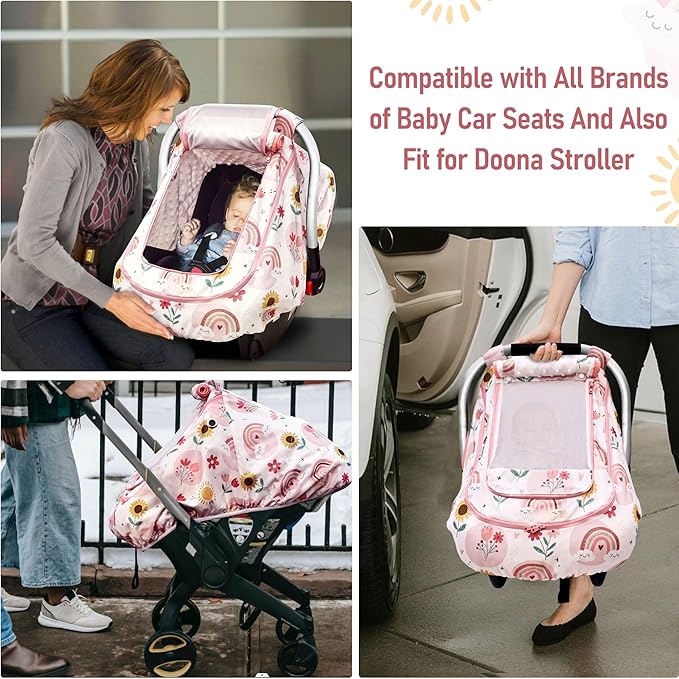 Waterproof Baby Car Seat Cover，YVMVDV Patented Cold Weather Carseat Cover for Babies,Infant Car Seat Cover Canopy for Boy Gir