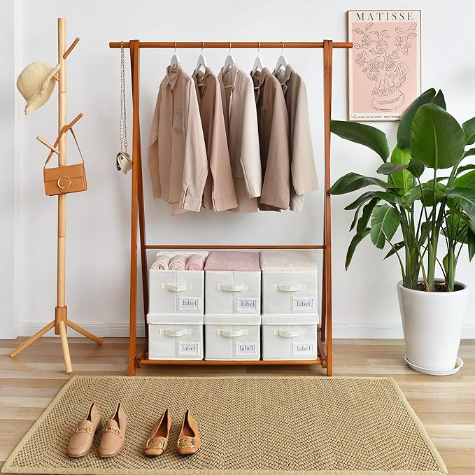 GRANNY SAYS Closet Organizer Bins with Label Holder, Fabric Storage Baskets, Foldable Storage Bins for Living Room, Decorativ