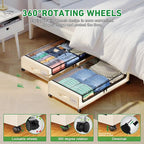 Beborxue Under Bed Storage with Wheels, 2-Pack Under the Bed Storage Containers with Lids, XXL 60L Under Bed Shoes Storage Or