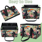Reusable Grocery Bags Heavy Duty Shopping Bags Foldable Large Tote Bags with Long Handles & Hard Bottom