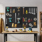 Peg Board, 4 Pack Metal Pegboard Panels Black Pegboards Wall Organizer with Frame Large Heavy Duty Peg Board with Hooks for W