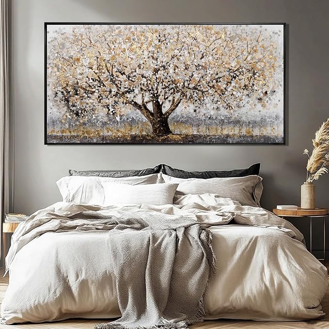 Brown and White Framed Wall Art Floral Wall Prints Botanical Wall Decor Nature Wall Posters 24"x48" Pictures for Bedroom Kitc