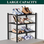 Smiry Bamboo Shoe Rack for Closet, 3 Tier Small Wooden Stackable Shoe Organizer, Free Standing Shoes Storage Shelf for Entryw