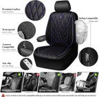 CAR PASS Piping Luxury Faux Leather Two Front Car Seat Covers, Waterproof Anti Slip Premium Automotive Seat Covers,Universal 