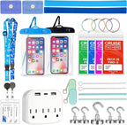 Cruise Essentials 2026-22 Pcs Cruise Must Haves Kit with Cruise-Safe Non-Surge Power Strip, Magnetic Hooks, Luggage Tags, Lan