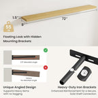 Fun Memories Rustic Wood Floating Shelves for Wall, Space-Saving Wall Mounted Shelves for Bathroom, Bedroom, Living Room and 