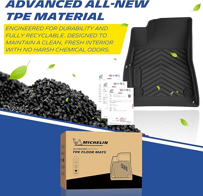 Michelin Premier Series Floor Mats for 2017-2023 Tesla Model 3, 3PCS, All-Weather Floor Liner, Custom Fit, Durable TPE, Non-Slip,Not Fit 2024+ Model 3 Highland