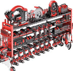 49.8" W Super Large Power Tool Organizer Wall Mount,4-Layer Heavy Duty Tool Storage with 18 Cordless Drill Holder,600 lb Capa