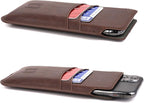 Dockem Provincial Wallet Sleeve for iPhone 11 Pro, XS, X (5.8 inch) – Vintage Vegan Leather Pouch Cover with 2 Card Holder Slots [Brown]