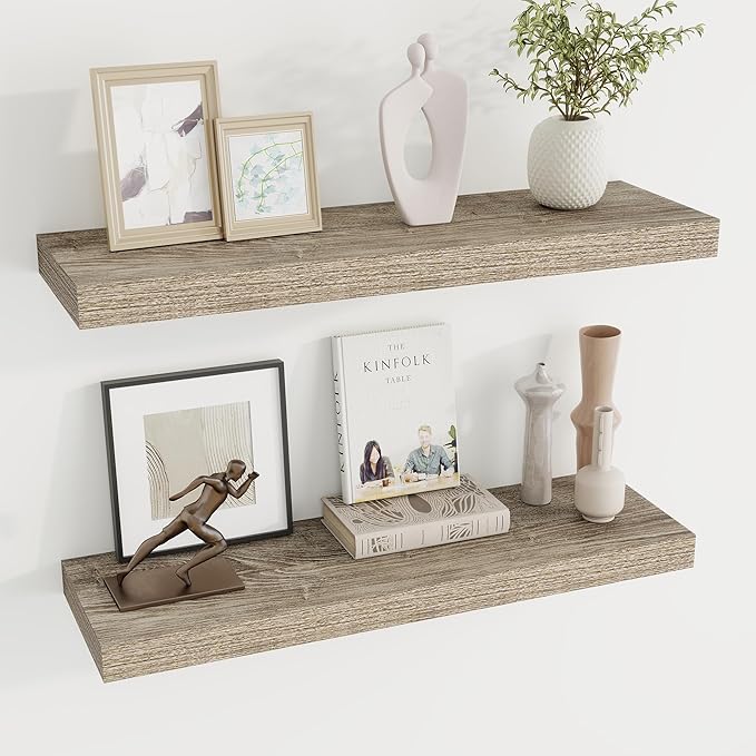 Dreamland 30 Inches Floating Shelves for Wall,8 Inch Deep Floating Shelves Set of 2, Large Display & Storage Shelf, Wall Shel