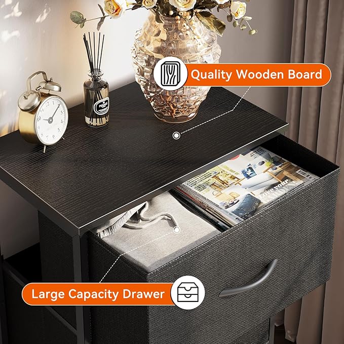 AODK Dresser for Bedroom Nightstand Small Dressers Chest of Drawers End Table for Living Room, Closet Dresser with 3 Storage 