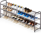 KEETDY Long 3 Tier Shoe Rack for Closet Wide Shoe Storage Organizer Stackable Metal Shoe Shelf for 24 Pairs Men Sneakers with