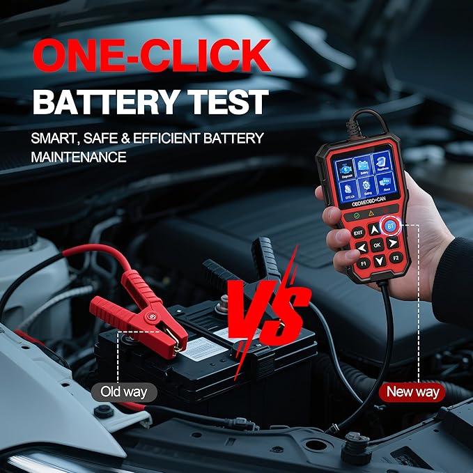 OBD2 Scanner Diagnostic Tool,Car Code Reader with Battery Tester, Check Engine Code Reader with Reset OBDII, Real-Time Date,